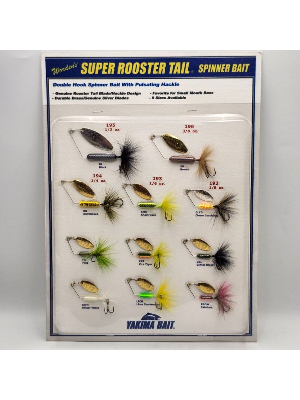 Yakima Wordens Super Rooster Tail Spinner Bait Sample Board 820261